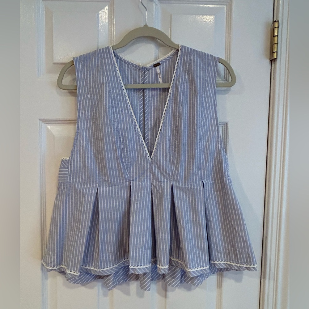 New Free People Blue Striped Sleeveless Top